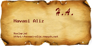 Havasi Aliz névjegykártya